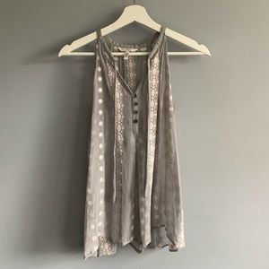 Anthropologie Embroidered Silk Top